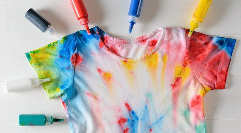 dyes around tie dyed shirt